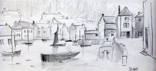 John Anthony Park (1880-1962) Sketch of St Ives, 7 x 15.5in.